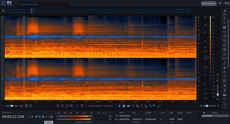 The main screen of Audio editor when processing