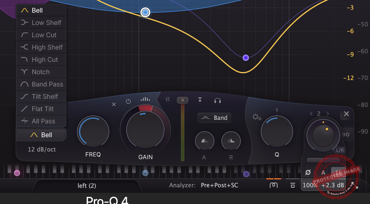 Filter Shapes of Pro Q-4 selection 