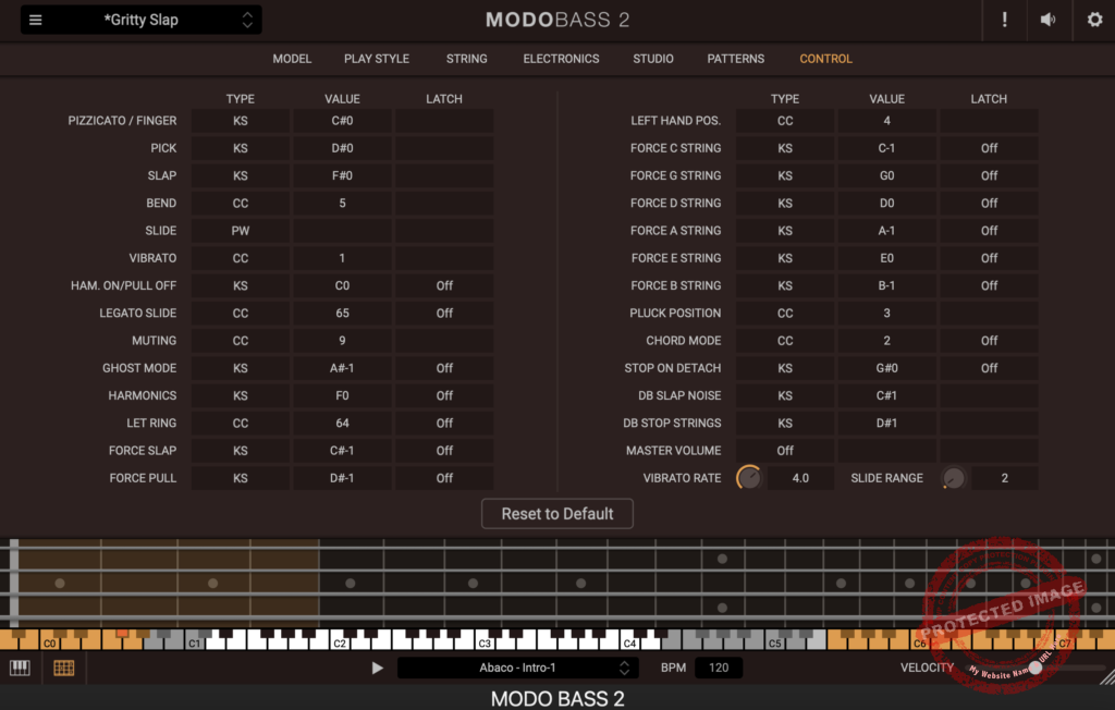 modo bass 2 controls tab