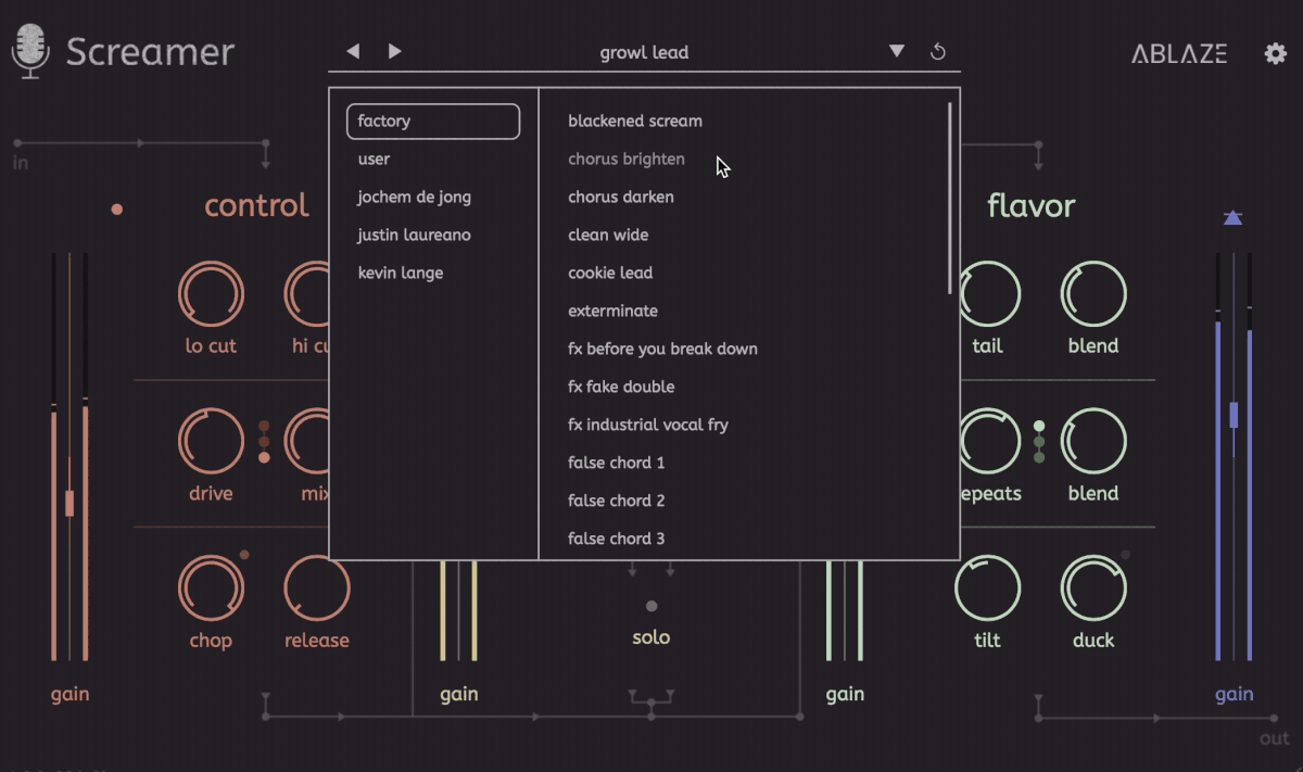 Screamer Presets